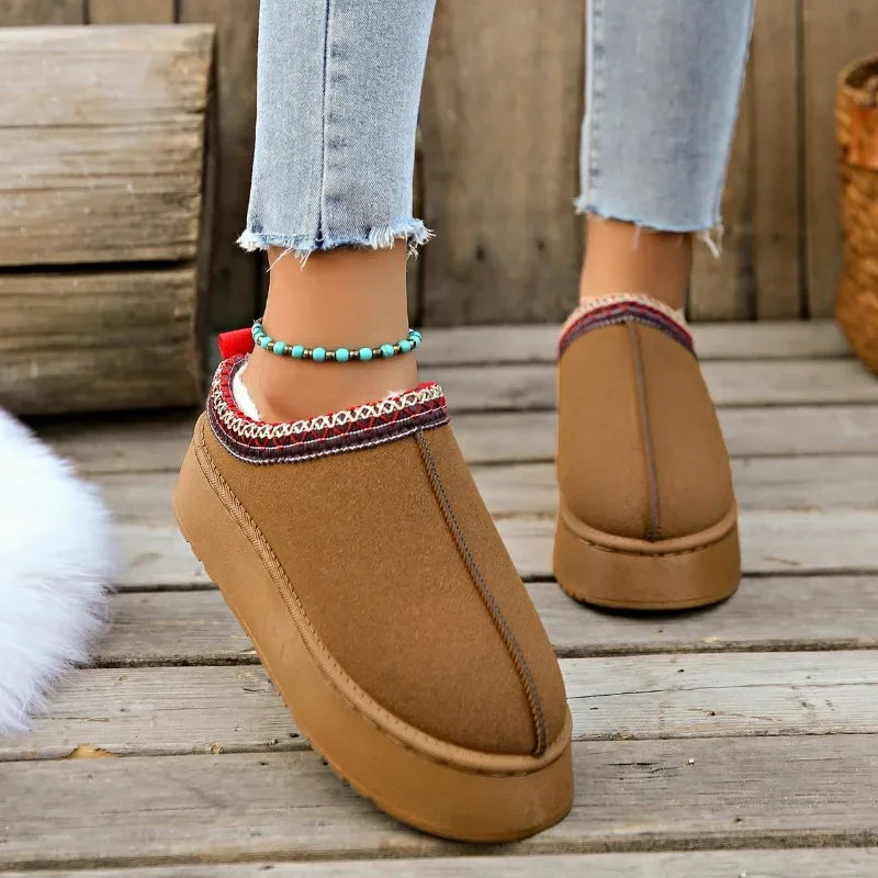 Demi-pantoufle en coton/cachemire sans talon pour femmes.