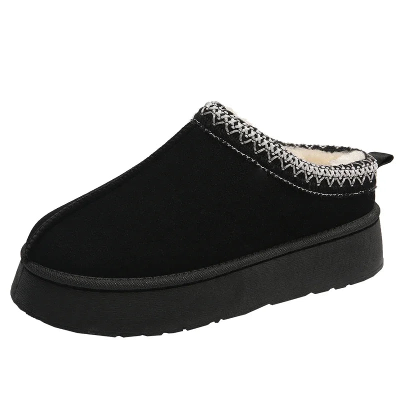 Demi-pantoufle en coton/cachemire sans talon pour femmes.