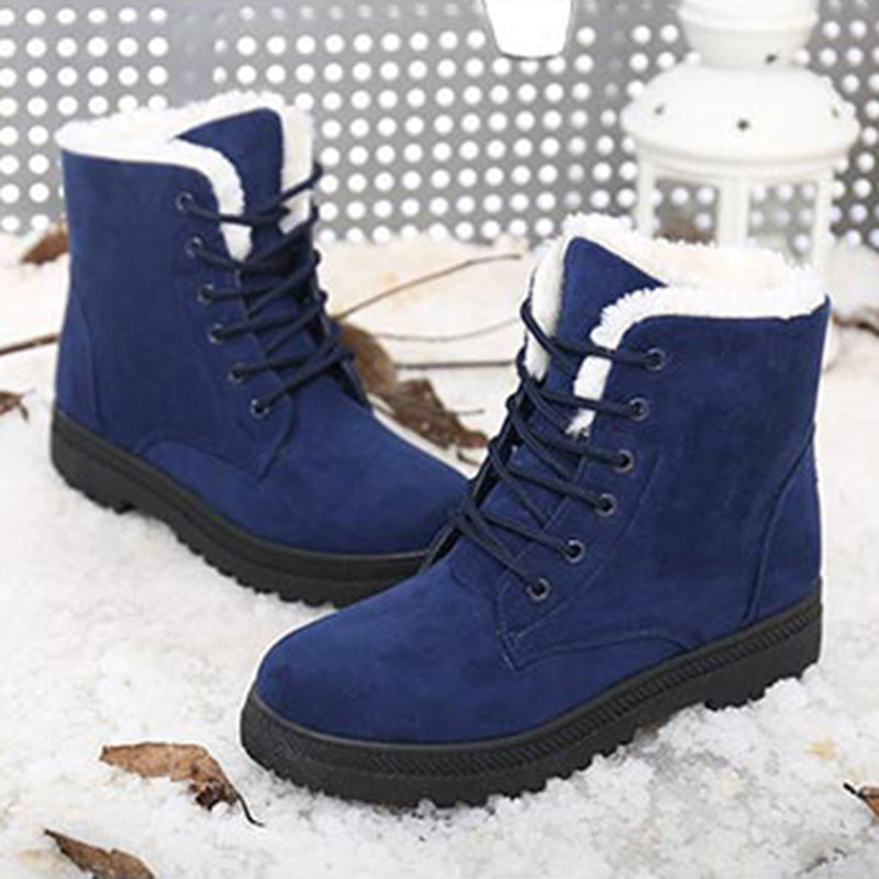 Bottes d’Hiver Plates en Peluche pour Femmes