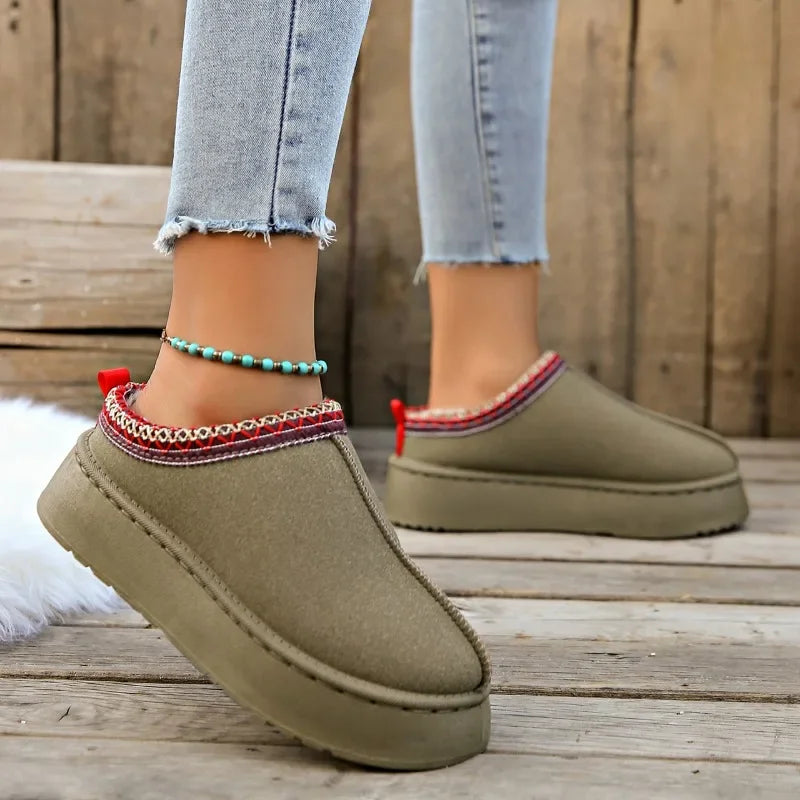 Demi-pantoufle en coton/cachemire sans talon pour femmes.