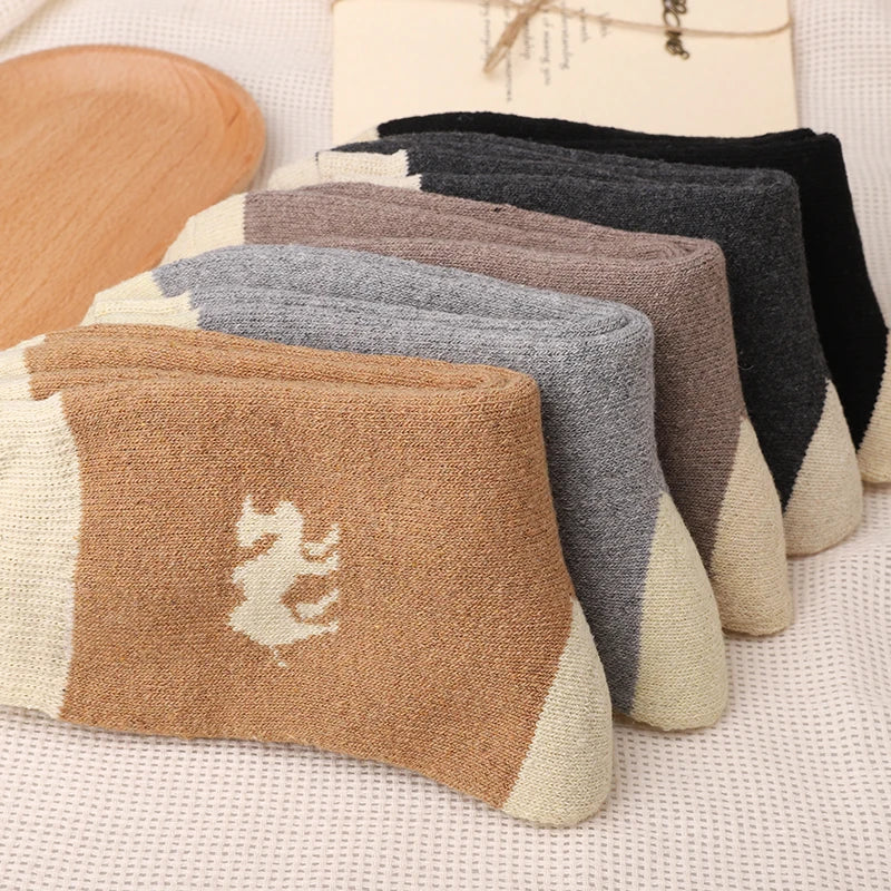 Pack de 5 paires de chaussettes en laine épaisses – Confort et chaleur pour l'hiver.