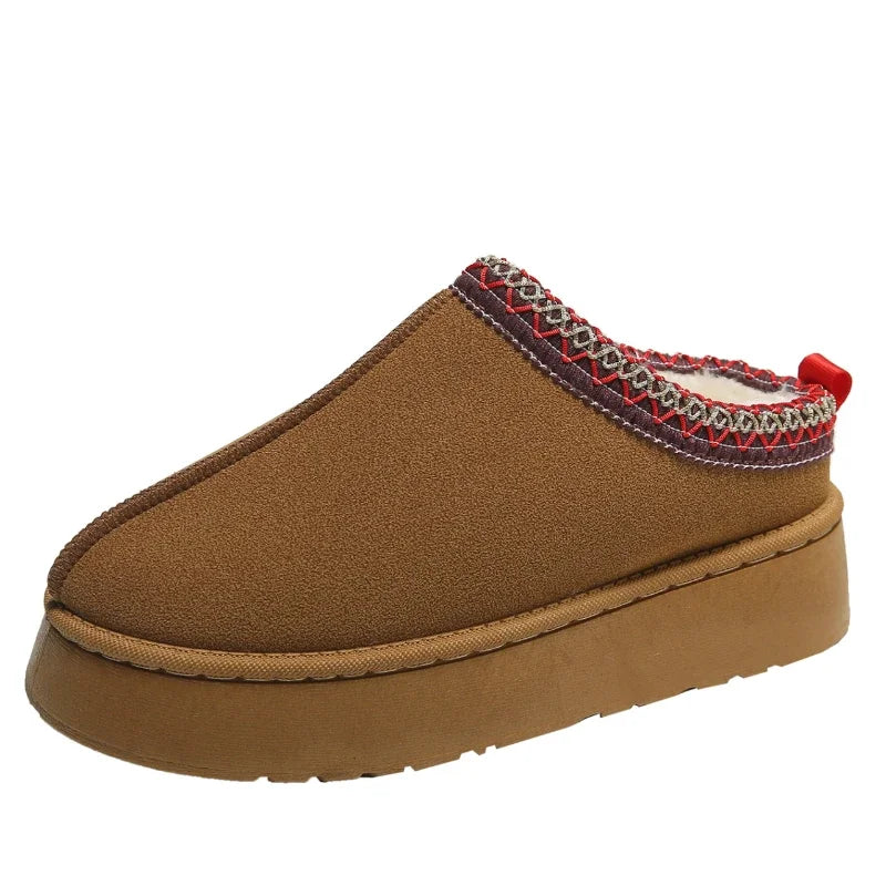 Demi-pantoufle en coton/cachemire sans talon pour femmes.