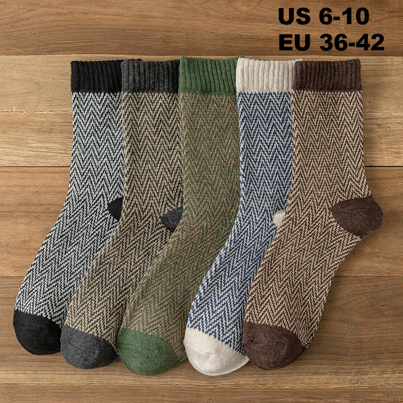 Chaussettes en Laine Style Nordique Rétro pour Femmes - Lot de 5 paires aux choix