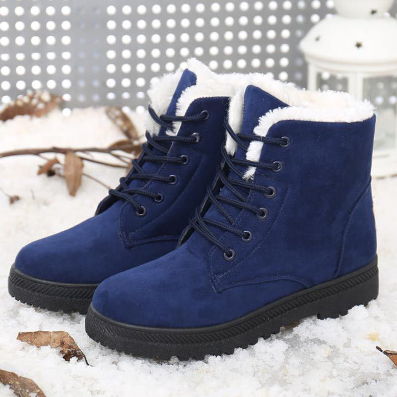 Bottes d’Hiver Plates en Peluche pour Femmes