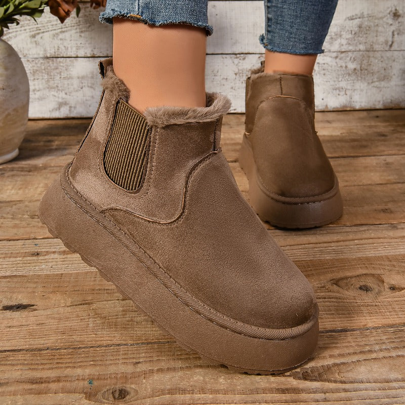 Bottes courtes décontractées en fourrure et daim pour femmes - Nouveauté 2024