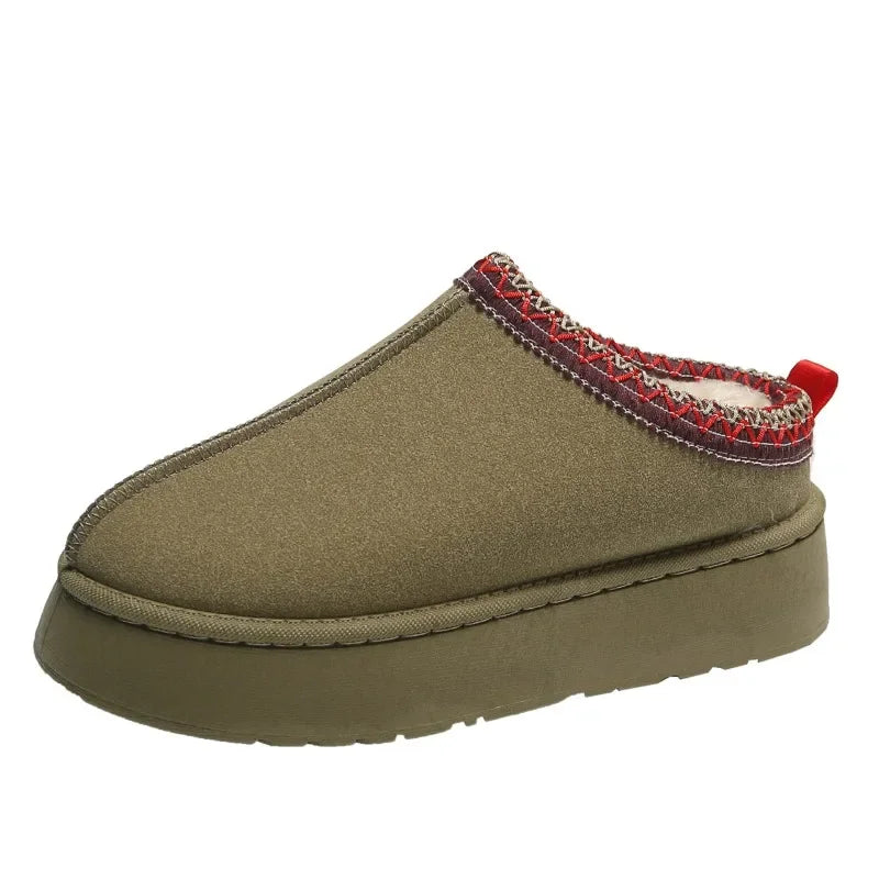 Demi-pantoufle en coton/cachemire sans talon pour femmes.
