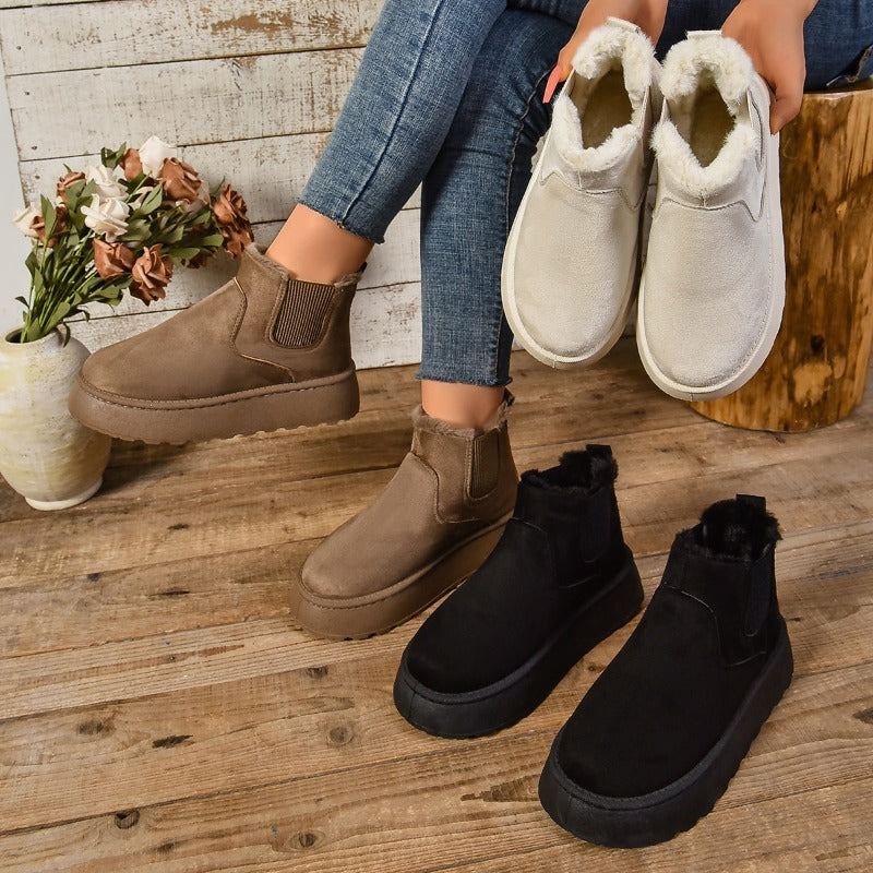 Bottes courtes décontractées en fourrure et daim pour femmes - Nouveauté 2024