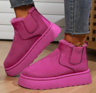 Bottes courtes décontractées en fourrure et daim pour femmes - Nouveauté 2024