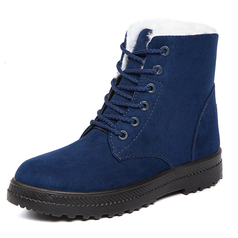 Bottes d’Hiver Plates en Peluche pour Femmes