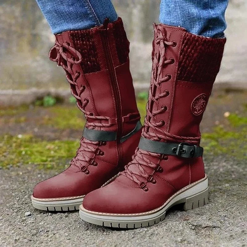 Bottes en cuir polyuréthane de qualité supérieure pour femmes