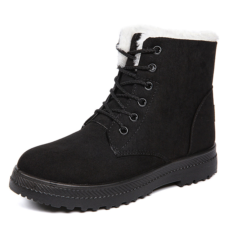 Bottes d’Hiver Plates en Peluche pour Femmes