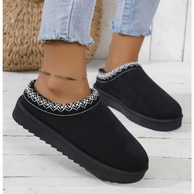 Demi-pantoufle en coton/cachemire sans talon pour femmes.