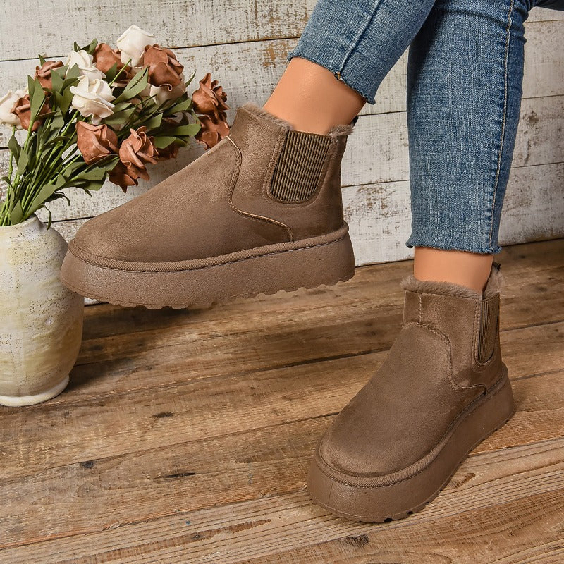 Bottes courtes décontractées en fourrure et daim pour femmes - Nouveauté 2024