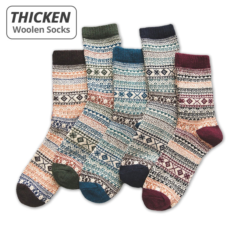 Chaussettes épaisses en laine de mouton pour hommes - Lot de 5 paires