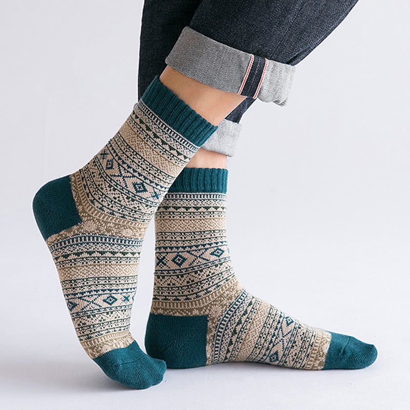 Chaussettes épaisses en laine de mouton pour hommes - Lot de 5 paires
