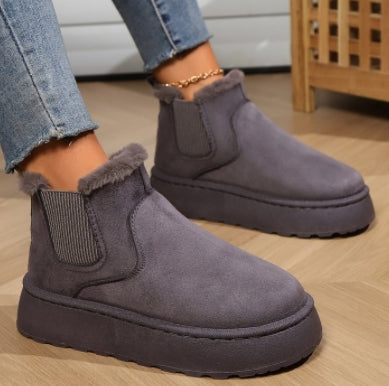 Bottes courtes décontractées en fourrure et daim pour femmes - Nouveauté 2024