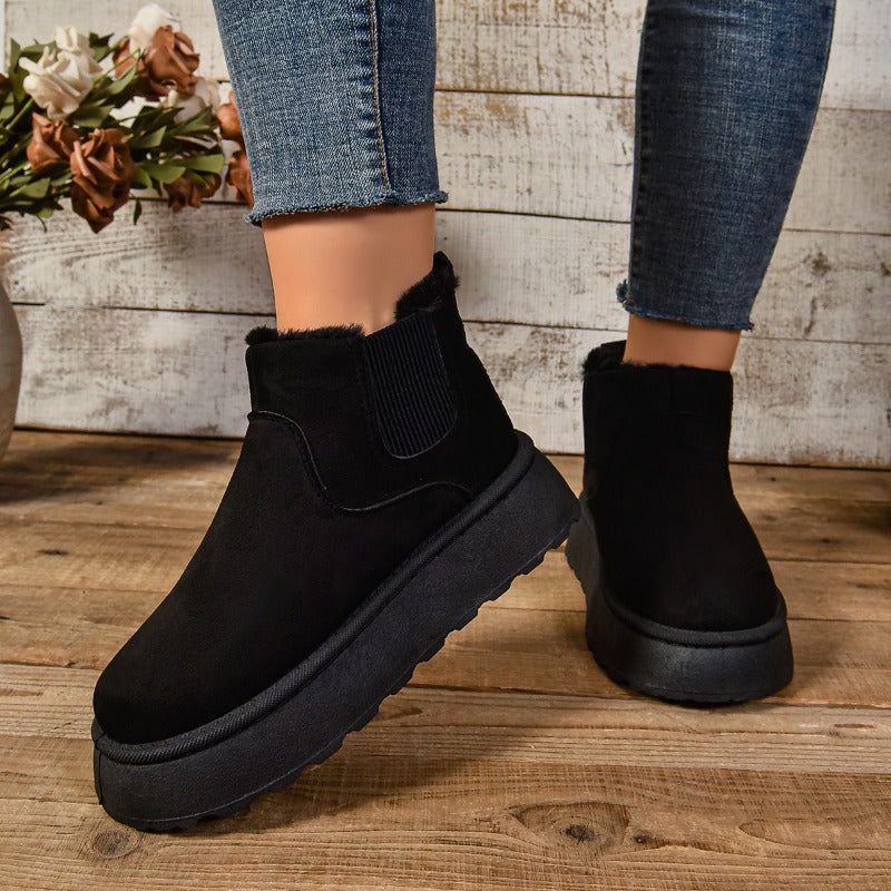 Bottes courtes décontractées en fourrure et daim pour femmes - Nouveauté 2024
