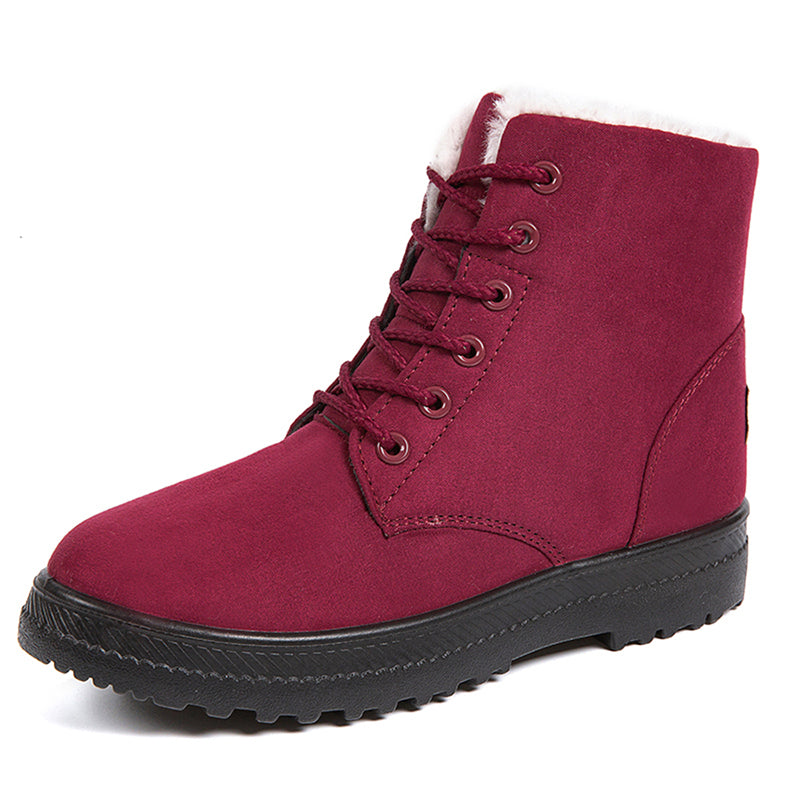 Bottes d’Hiver Plates en Peluche pour Femmes