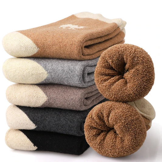 Pack de 5 paires de chaussettes en laine épaisses – Confort et chaleur pour l'hiver.