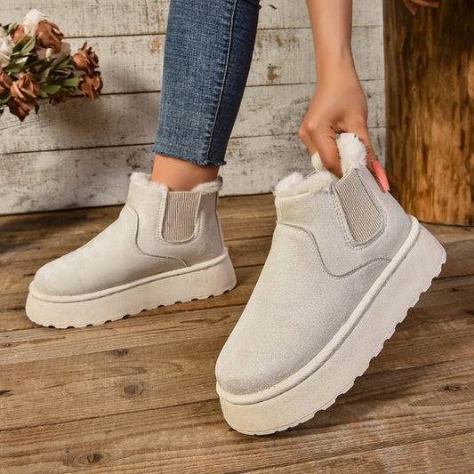Bottes courtes décontractées en fourrure et daim  pour femmes - Nouveauté 2024