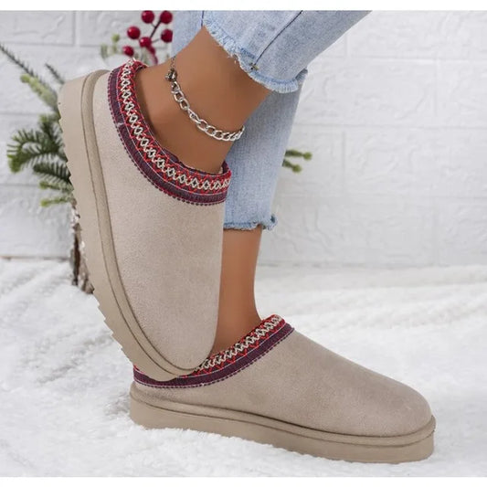 Demi-pantoufle en coton/cachemire sans talon pour femmes.