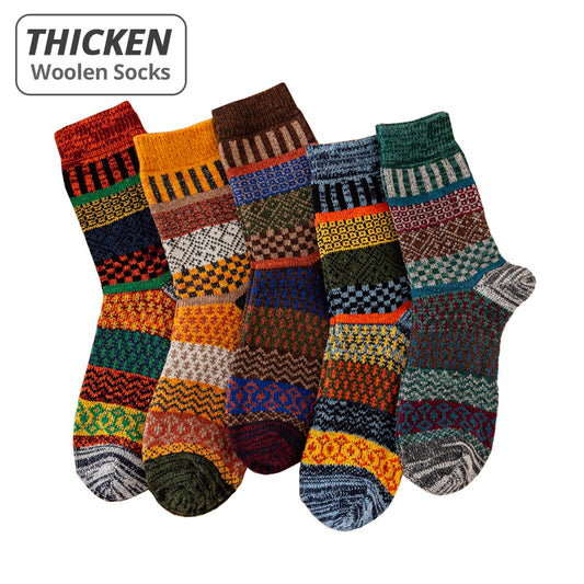 Chaussettes épaisses en laine de mouton pour hommes - Lot de 5 paires