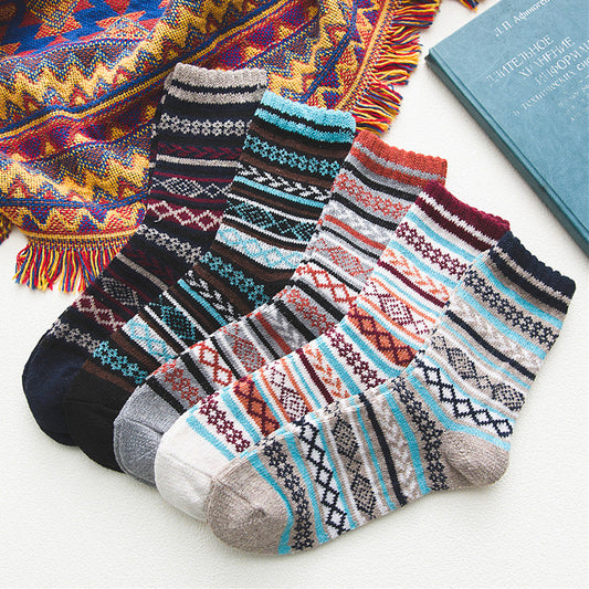 Chaussettes HSS chaudes en laine à rayures pour homme.